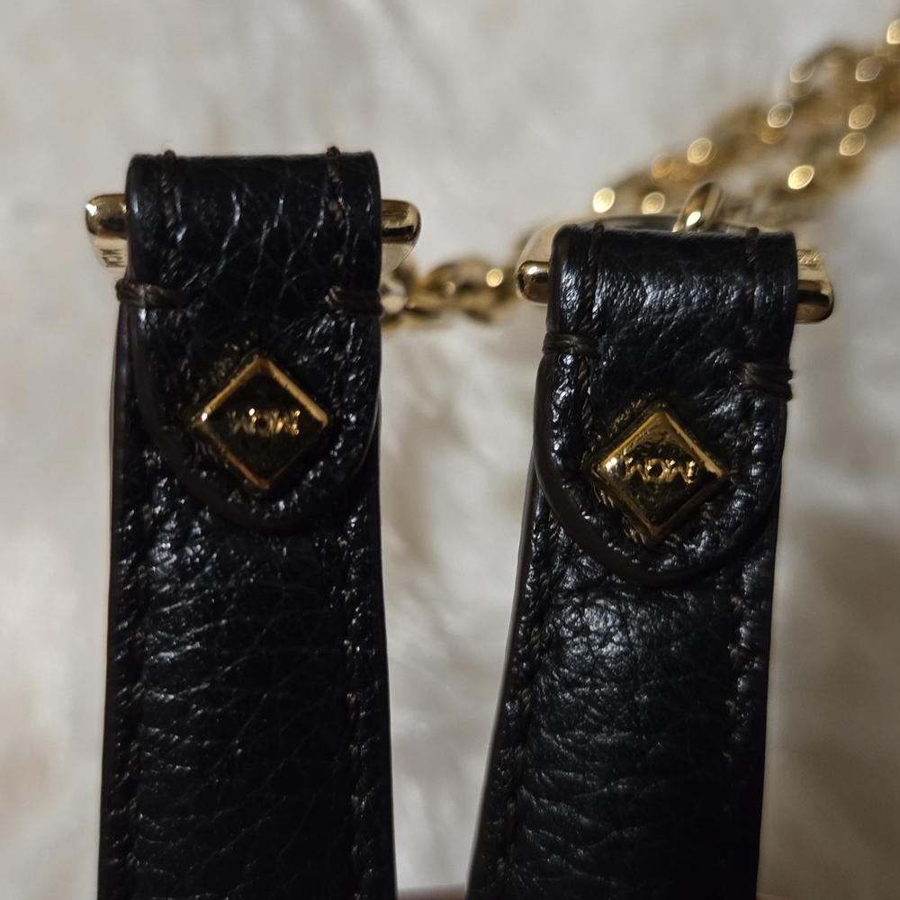 MCM Black Leather Shoulder Bag with Gold Accents with COA - Picture 9 of 16